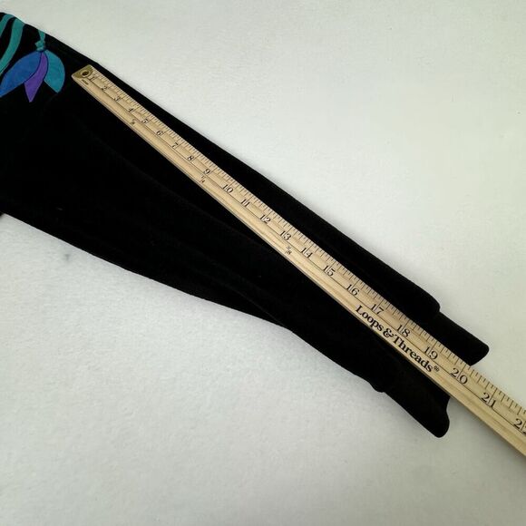 Vintage Ella Manfredi Women's Velour Track Jacket Small Black Floral USA Granny - Picture 12 of 13